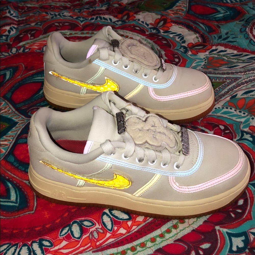 Travis Scott Air Force 1s in color Sail